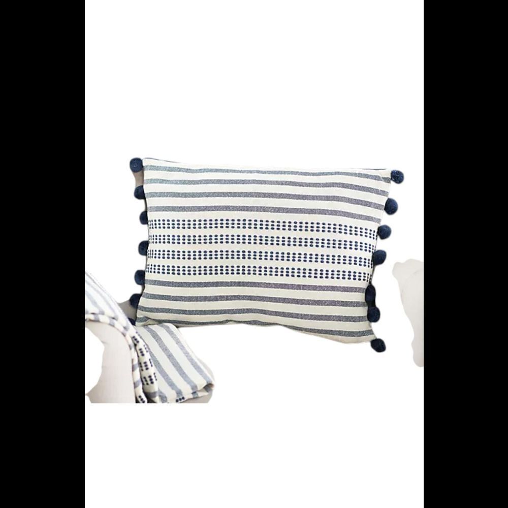 Bobby Berk 100% Cotton Woven Dec. Pillow w/ Pom Poms